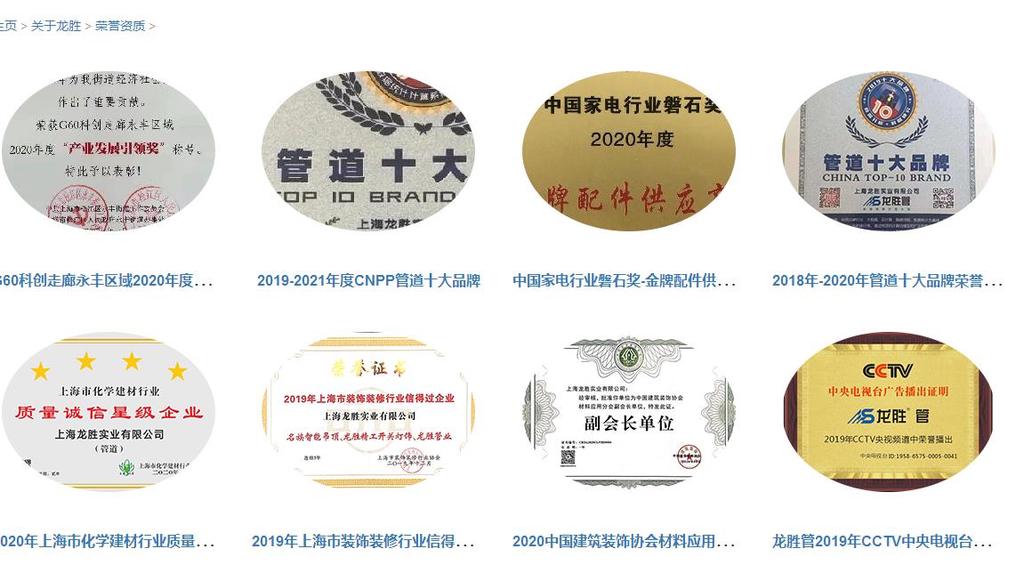 龍勝管道排行證書有嗎？不止有，而且還有很多！